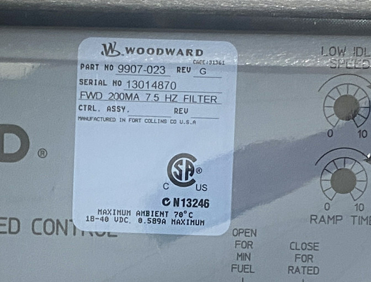 Woodward 9907-023 Έλεγχος ταχύτητας προώθησης 4 ̇20 mA ή 1 ̇5 Vdc 2301A -40 έως +158 °F
