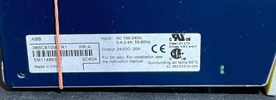 ABB SD834 3BSC610067R1 Ηλεκτρική τροφοδοσία S800 Ενότητα Ε/Υ DCS Μέρη σε αποθεματισμό